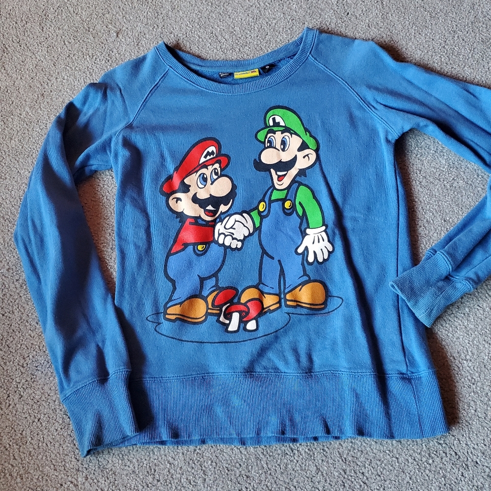 Super Mario Bros Blue Sweatshirt